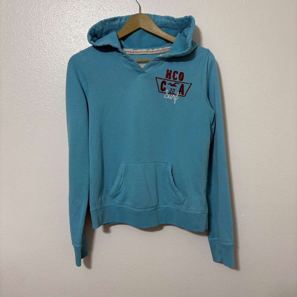 Vintage Y2K Hollister Size Large Teal Blue Pullover Sweatshirt Preppy Travel